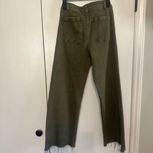 Miou Muse olive green flared leg jeans